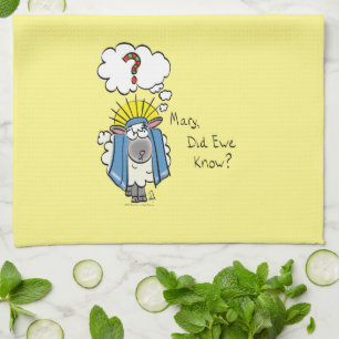 Funny Christian Christmas Cute Sheep Cartoon Kitchen Towel