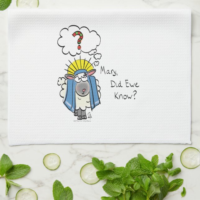 Funny Christian Christmas Cute Sheep Cartoon Kitchen Towel (Folded)