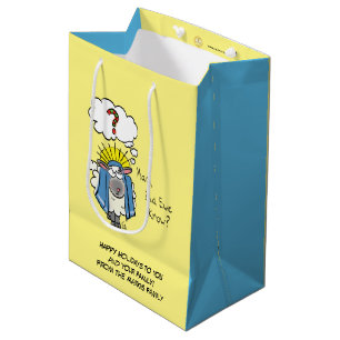 Funny Christian Christmas Cute Sheep Cartoon Medium Gift Bag