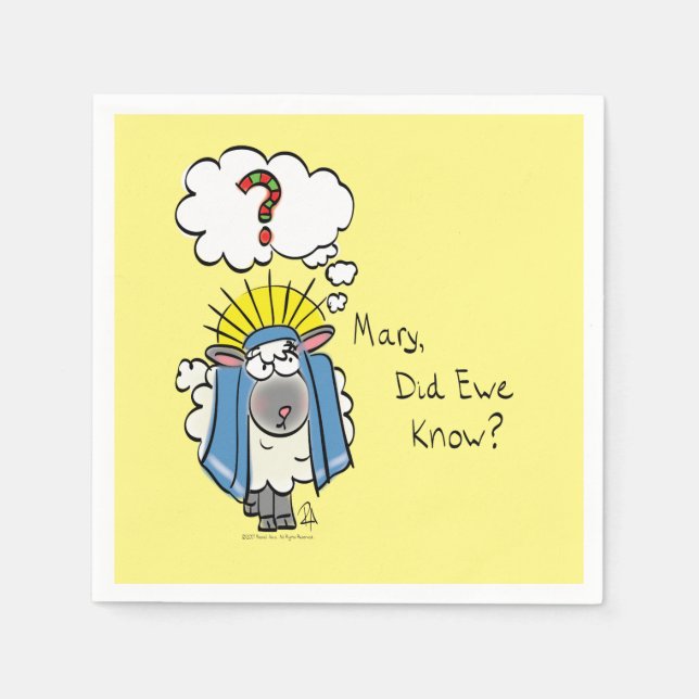 Funny Christian Christmas Cute Sheep Cartoon Napkin (Front)