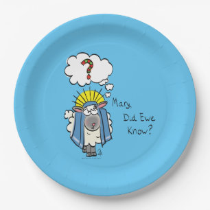 Funny Christian Christmas Cute Sheep Cartoon Paper Plate