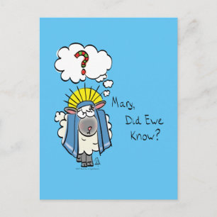Funny Christian Christmas Cute Sheep Cartoon Postcard