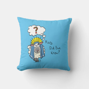 Funny Christian Christmas Cute Sheep Cartoon Throw Pillow