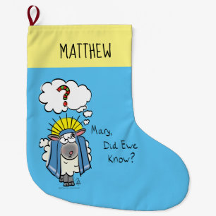 Funny Christian Christmas Cute Sheep Large Christmas Stocking