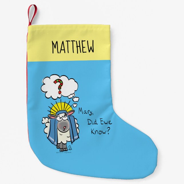 Funny Christian Christmas Cute Sheep Small Christmas Stocking (Front)