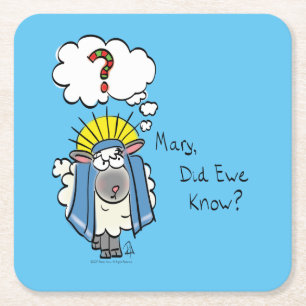 Funny Christian Christmas Cute Sheep Square Paper Coaster