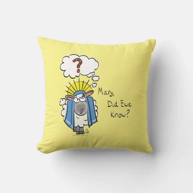 Funny Christian Christmas Cute Sheep Throw Pillow (Front)