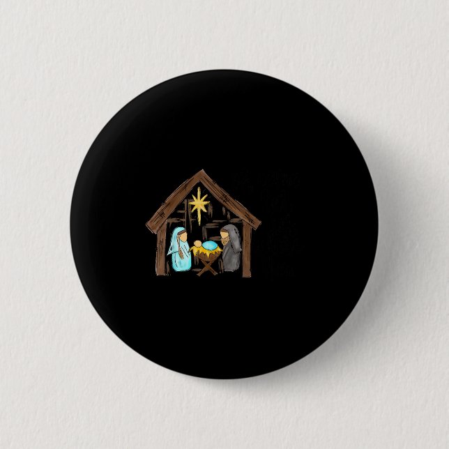 Funny Christian Christmas Jesus Oh Come Let Us Ado 2 Inch Round Button (Front)
