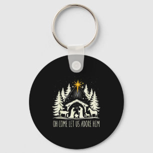 Funny Christian Christmas Jesus Oh Come Let Us Ado Keychain