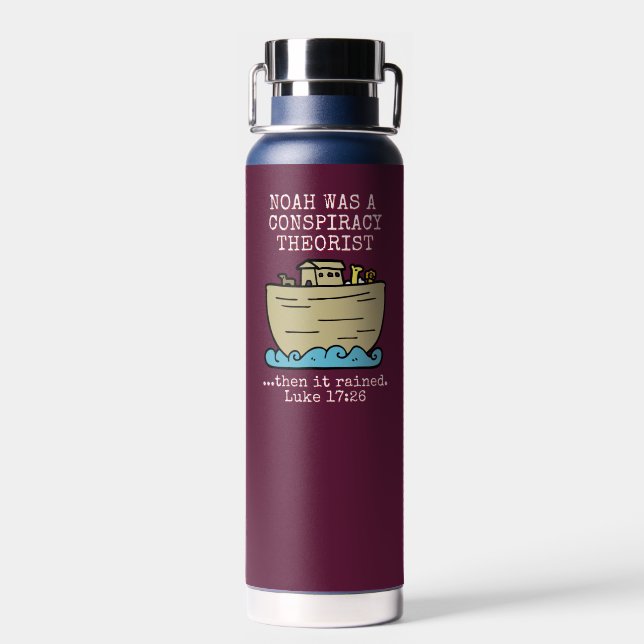 Funny Christian Conservative Conspiracy Theory Water Bottle (Back)