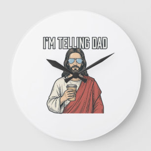 Funny Christian Dad Quote Vintage Large Clock