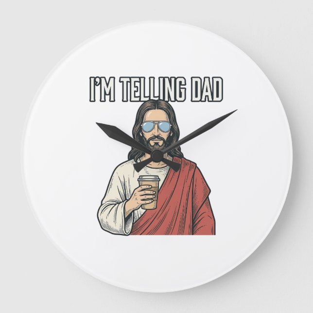 Funny Christian Dad Quote Vintage Large Clock (Front)