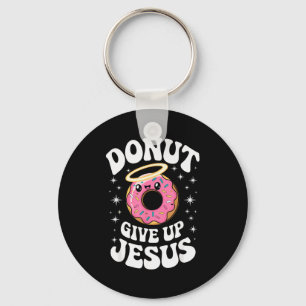 Funny Christian Donut Cute Faith Humor Retro Jesus Keychain