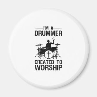 Funny Christian Drummer Art For Men Women Drum Pla Magnet
