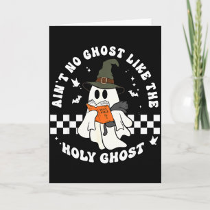 Funny Christian Ghost With Bible Retro Catholic Cu Card