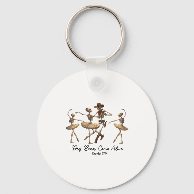 Funny Christian Halloween Ballet Cowboy Skeleton P Keychain (Front)