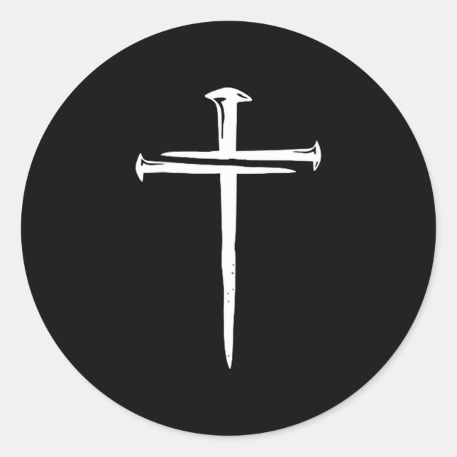 Funny Christian Jesus Crist Three Nails Cross  Classic Round Sticker (Front)