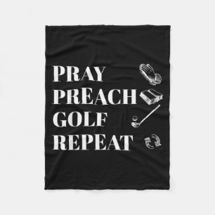 Funny Christian Pray Preach Golf Repeat Pastor Min Fleece Blanket