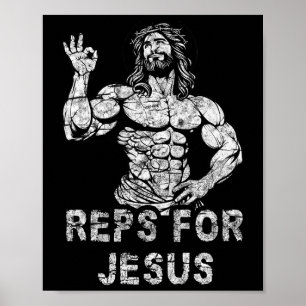 Funny Christian Reps 4 Jesus Funny Workout Bodybui Poster