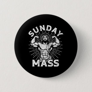 Funny Christian Sunday M Bodybuilder Gym Jesus Mot 2 Inch Round Button