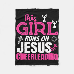 Funny Christian This Girl Runs On Jesus And Cheerl Fleece Blanket