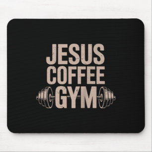 Funny Christian Workout Jesus Coffee Gym Barbell C Mouse Pad
