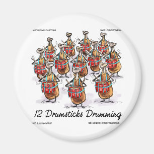 Funny Christmas 12 Drumsticks Drumming Gifts & Tee Magnet