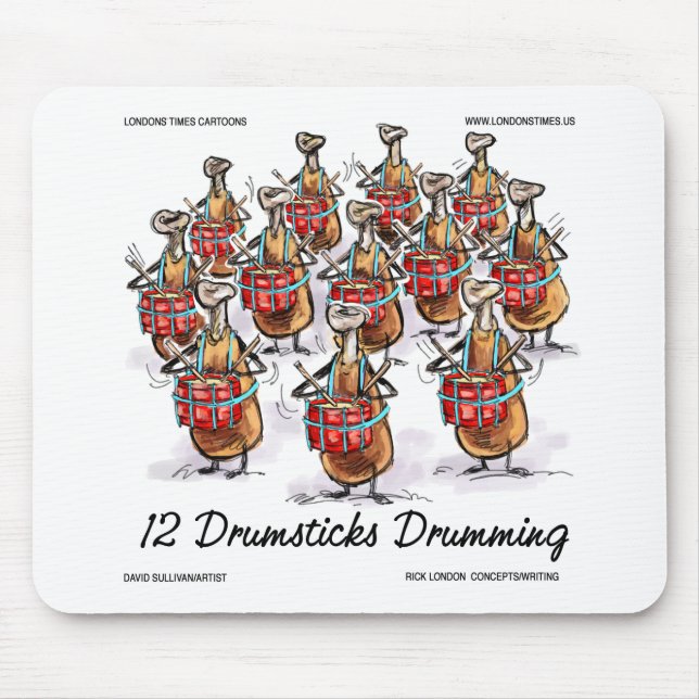 Funny Christmas 12 Drumsticks Drumming Gifts & Tee Mouse Pad (Front)