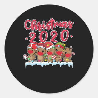 Funny Christmas 2020 Otters Face Mask Otter Long Classic Round Sticker