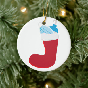 Funny Christmas 2020 Red stocking Ceramic Ornament