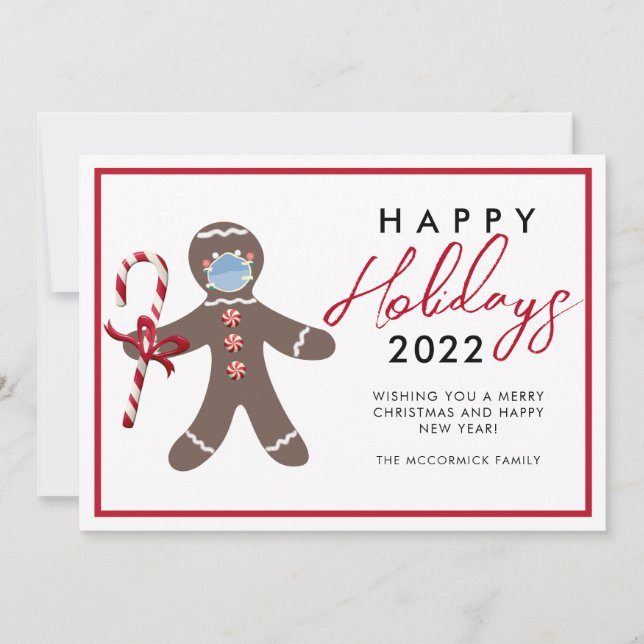 Funny Christmas 2022 Gingerbread Family Non Photo Holiday Card (Front)