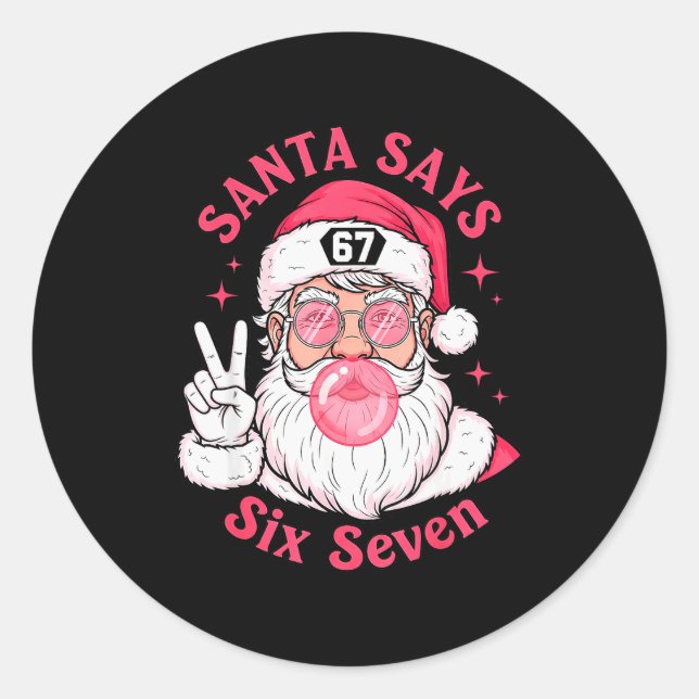 Funny Christmas 67 Meme Brain Rot Santa Claus Xmas Classic Round Sticker (Front)