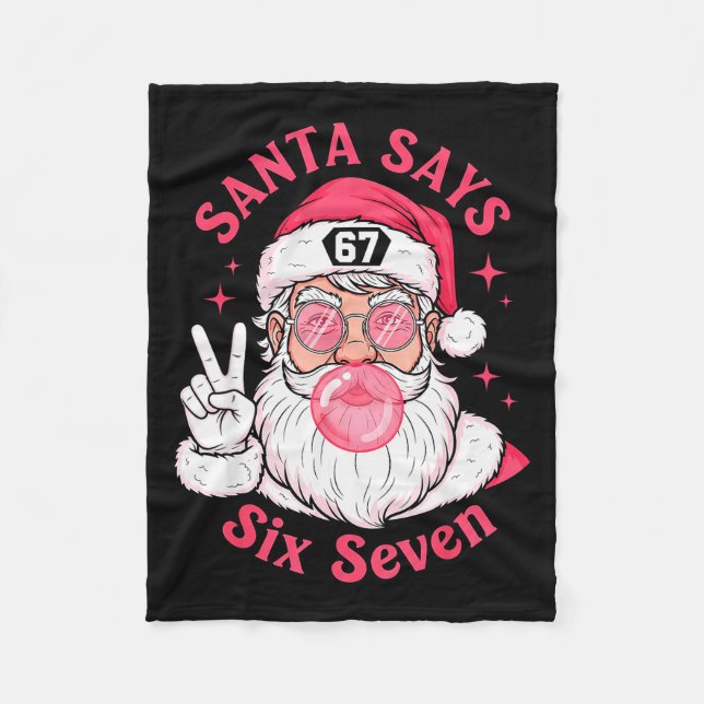 Funny Christmas 67 Meme Brain Rot Santa Claus Xmas Fleece Blanket (Front)