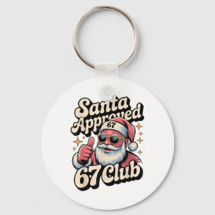 Funny Christmas 67 Meme - Retro Santa Approved 67 Keychain