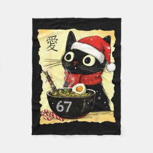 Funny Christmas 67 Six Seven Cat Ramen Japanese Ka Fleece Blanket