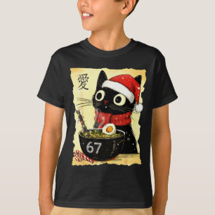 Funny Christmas 67 Six Seven Cat Ramen Japanese Ka T-Shirt