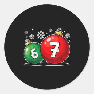 Funny Christmas 67 Six Seven Meme Gen Alpha Slang  Classic Round Sticker