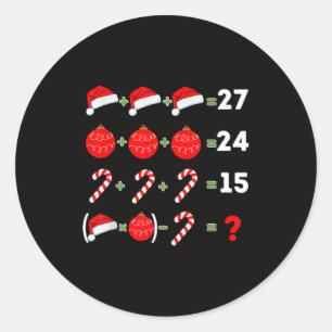 Funny Christmas 6 7 Puzzle Santa Hat Ornament Cand Classic Round Sticker