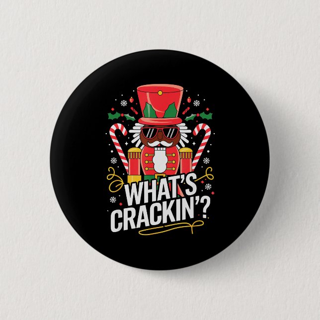 Funny Christmas African American Nutcracker Men Wo 2 Inch Round Button (Front)