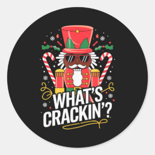 Funny Christmas African American Nutcracker Men Wo Classic Round Sticker