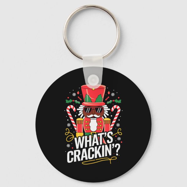 Funny Christmas African American Nutcracker Men Wo Keychain (Front)