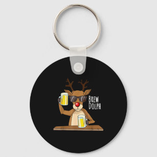Funny Christmas Alcohol Shirt. Brew Dolph Beer Dri Keychain
