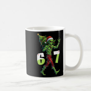 Funny Christmas Alien Six Seven Meme 67 Santa Hat  Coffee Mug