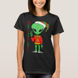 Funny Christmas Alien Ugly Sweater I Believe Santa
