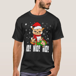 Funny Christmas Angry Cat Captures Elf T-Shirt