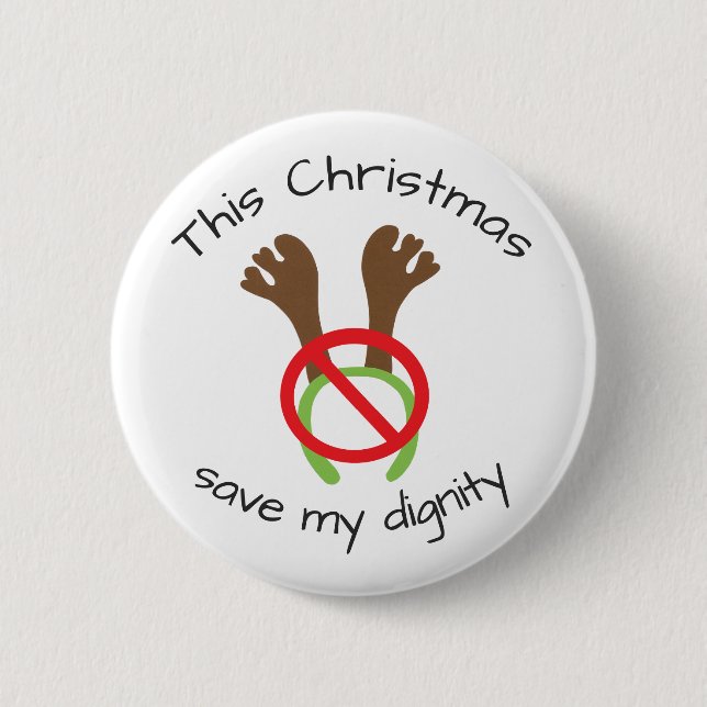 Funny Christmas Antler Protest 2 Inch Round Button (Front)