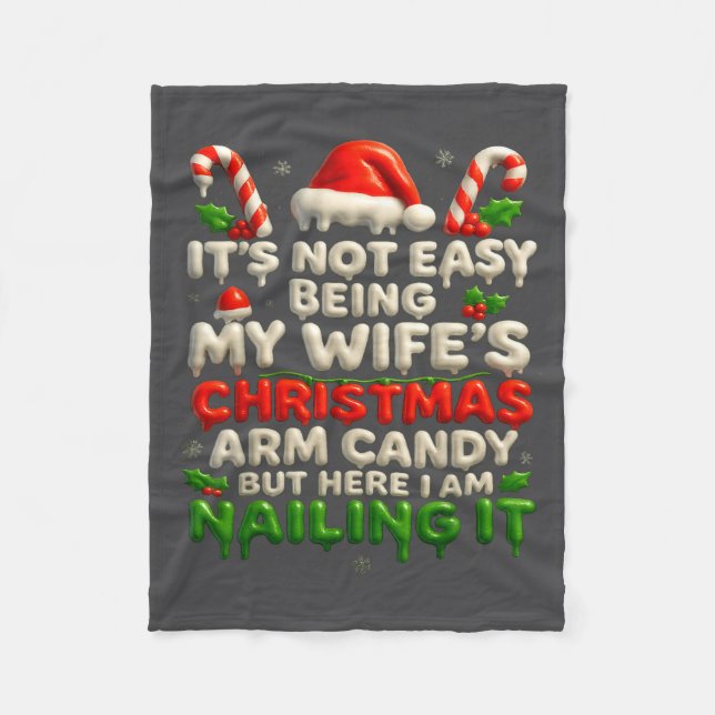 Funny Christmas Arm Candy Husband Holiday Couple H Fleece Blanket (Front)