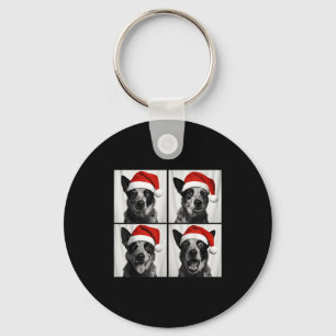 Funny Christmas Australian Cattle Dog Santa Photo Keychain
