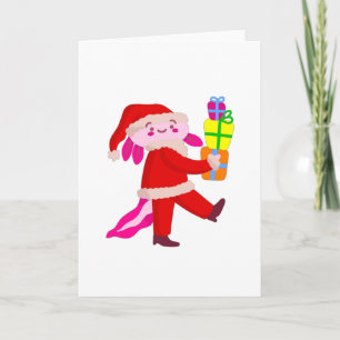 funny christmas axolotl santa claus invitation