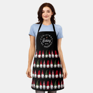 Funny Christmas Baking with my Gnomies Black Apron